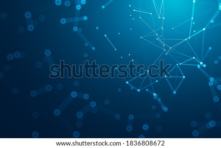 Abstract background. Molecules technology with polygonal shapes, connecting dots and lines. Connection structure. Big data visualization.