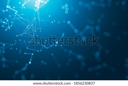 Abstract background. Molecules technology with polygonal shapes, connecting dots and lines. Connection structure. Big data visualization.