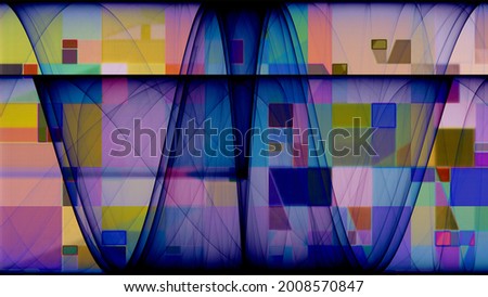 Abstract background, numerical work, colorful, geometric, textured pattern, mathematic rhythm of rectilinear colored shapes.