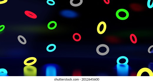 Abstract background with Olympic rings. 3D rendering. 