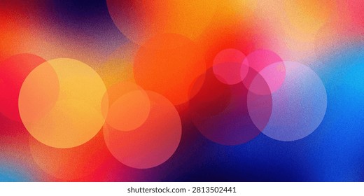 Abstract background with overlapping circular shapes in warm tones of orange red yellow and blue creating smooth light gradients perfect for modern artistic design and digital display.