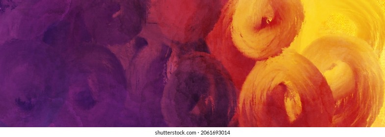 Abstract Background Painting Art With Purple, Orange And Yellow Swirl Pattern Paint Brush For Presentation, Website, Halloween Poster, Wall Decoration, Or T-shirt Design.