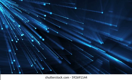 Abstract background with particles rain. 3D rendering