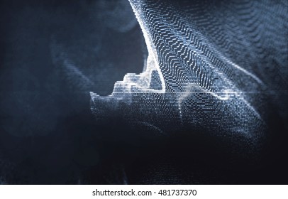 abstract background of particles. waves of particles, 3d rendering