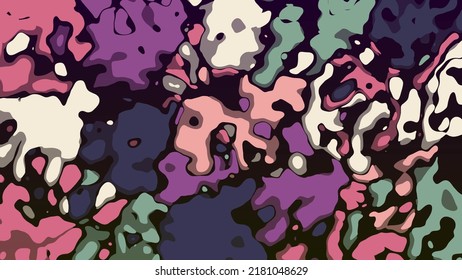 Abstract Background. Pattern Of Colored Chaotic Spots, Particles. Plexus Of Fragments. Computer Screensaver. Terrazzo Technique. Corrosion. Banner For Art, Technology, Presentation, Business.