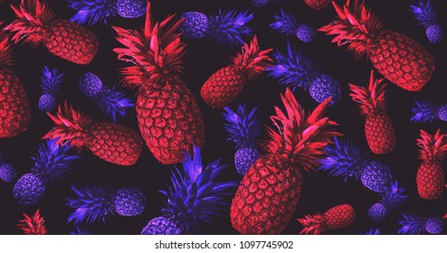 Abstract Background With Pineapple, Neon Light