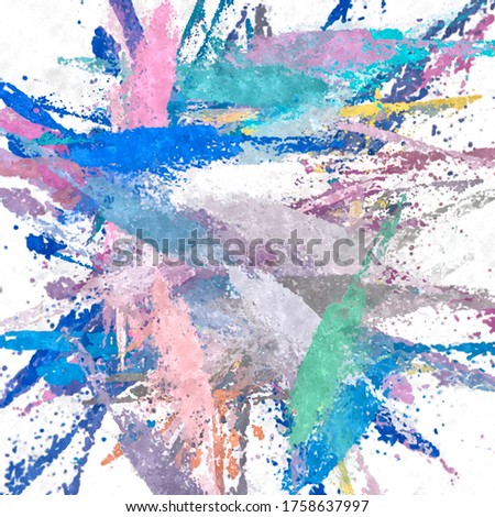 Abstract background. Psychedelic  texture of brush strokes of colored paint of blurred lines and spots of different shapes and sizes
