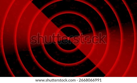 Abstract background with pulsating concentric red neon circles, a textured dark background, and a sectoral overlay creating a dynamic visual effect.