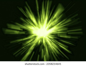 Abstract background of radiating green rays