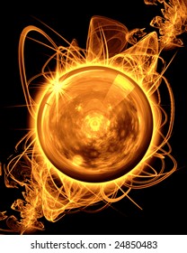 an abstract background with Red Globe on black
