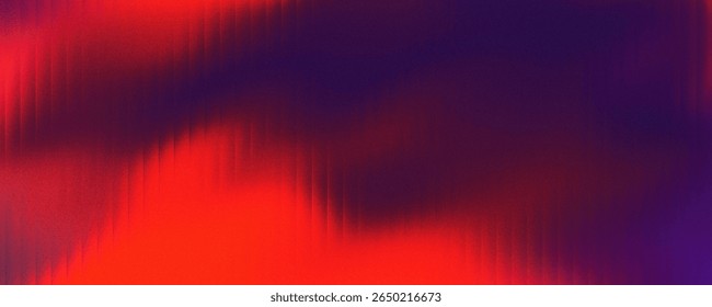 Abstract background of red liquid gradient in dark shiny sparkling with stripes effect. Refraction of wavy striped glass.