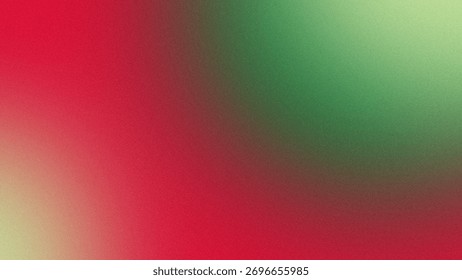 Abstract background rough textured gradient of red, dark green, Blurred background, grain, and smooth color transitions