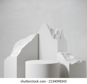 Abstract Background Scene For Cosmetic Product And Package Presentation, Stone Podium Display, 3d Rendering.