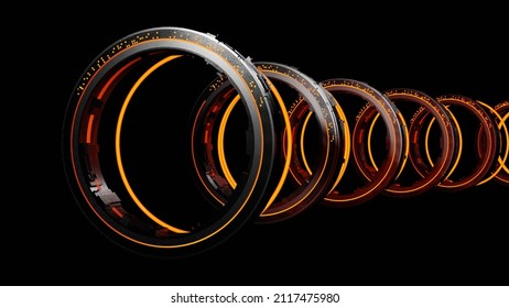 abstract background of Sci Fi Modern Futuristic warp teleporter tube path, 3D illustration rendering