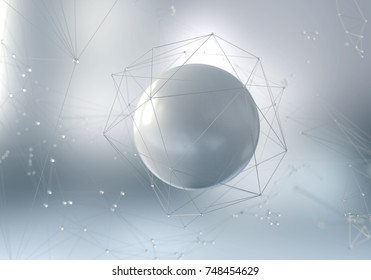 Abstract background of science and technology, White Sphere dot and connection, 3d illustration of Abstract Technology Background.