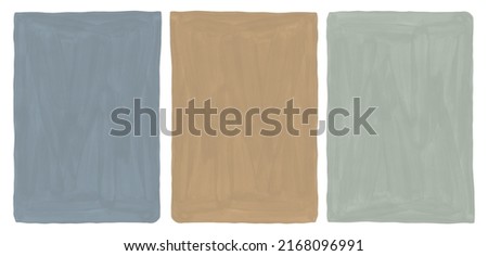 Abstract background set in muted blue, brown, sage green colors. Hand painted textured gouache templates. Art texture with paint brush strokes. Modern frame painting for posters, cards and other ストックフォト © 