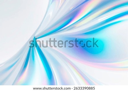 abstract background with smooth lines in iridescent rainbow colors on white