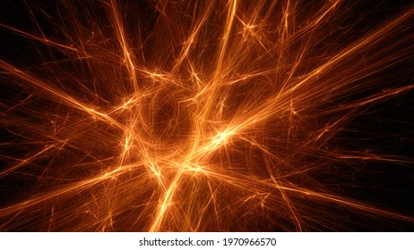 Abstract background, smooth multicolored lines on a black background. Design element. Soft lines. 3d rendering.