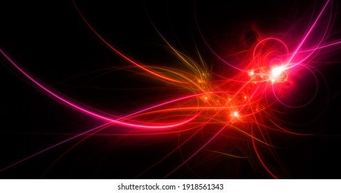 Abstract background, smooth red lines on a black background. Design element.