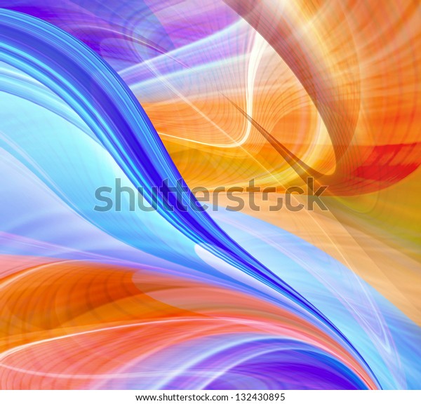 Abstract\
background, speed motion of curved colorful shapes. Computer\
generated blue futuristic\
illustration.