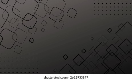 Abstract background. Square lines and black dots. Angle pattern with black and white gradient base color. Modern, artistic illustration design for wallpaper and banner.