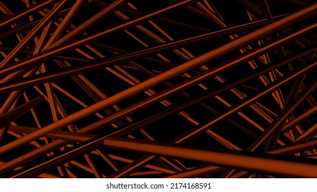 Abstract Background With Straight Lines Or Stripes. Motion. 3D Straight Tubes Tangled Background.