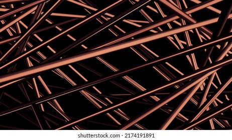 Abstract Background With Straight Lines Or Stripes. Motion. 3D Straight Tubes Tangled Background.