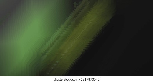An abstract background with a striking contrast between deep black and vibrant green, featuring rhythmic, flowing wave patterns that suggest motion.