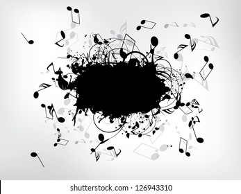 Abstract background with subwoofer and floral elements