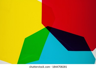 Abstract Background. Three colored and old films on light table - Shutterstock ID 1844708281