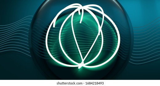 Abstract background with transparent sphere. 3D rendering