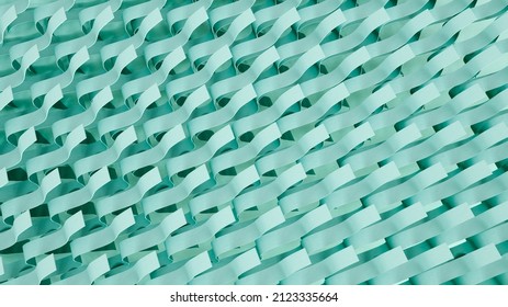 Abstract Background With A Turquoise Woven Pattern With Loose Ends 3D Illustration