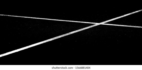 Abstract background two white intersecting lines on black background