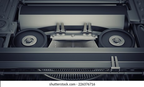 abstract background. Typewriter in close up. High resolution 3d 