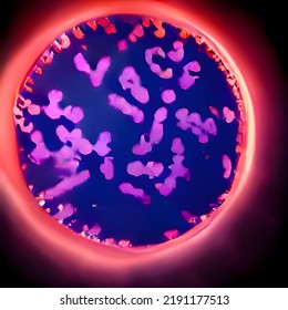 Abstract background with various color and shape microscopic viruses, bacteria and microbes. realistic illustration.