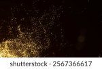 Abstract background with vortex particles. Dynamic yellow wave in space with dust. Futuristic whirlwind with points after explosion. 3D cloud data. Wormhole with flow dots. 3D rendering.