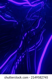 Abstract Background Wallpaper Using A Dark Blue And Slightly Purple Tentacle Pattern, 3D Rendering, And Dark Background