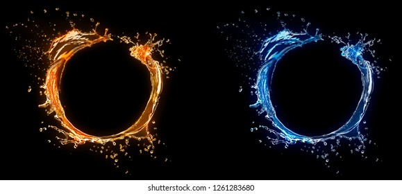 Abstract Background. Water Glowing Circle. Light Ring. Splash Of Water. Ring Of Water. Place For Your Text.