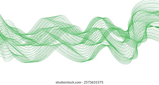 Abstract background with wavy lines and particles. wavy blend line stripes on a white background isolated. Seamless curve flowing dynamic background. Technology backdrop.	