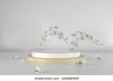 Abstract Background White Flower Concept Showcase For Product 3d Render.