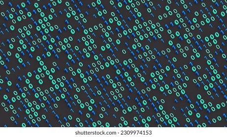 Abstract background of zeros and ones. Data, matrix or tensor. 3d illustration