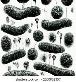 Abstract Bacteria Drawing, Digital Illustration