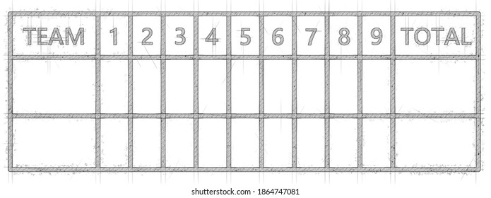 Abstract baseball scorecard drawn on paper with a pencil - Powered by Shutterstock