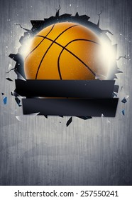 Abstract Basketball Sport Invitation Poster Or Flyer Background With Empty Space