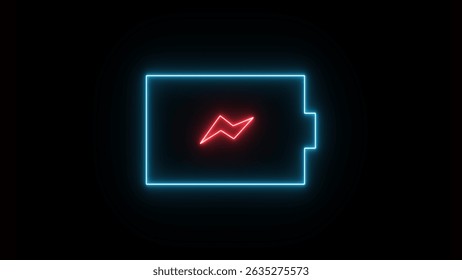 Abstract battery icon with red bolt icon in battery on black screen.