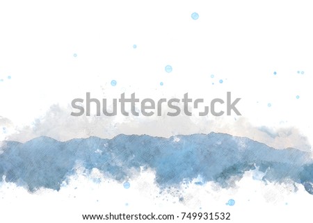 Abstract beautiful Colorful mountain peak on watercolor painting background.