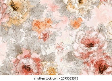 Abstract Beautiful Floral Bouquet Illustration