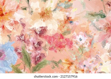 Abstract Beautiful Oil Painting Flower Vintage Illustration