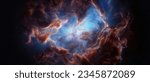 Abstract beautiful outer space background. Bright nebula in cosmos. Magic colorful nebula in realistic blue galaxy.