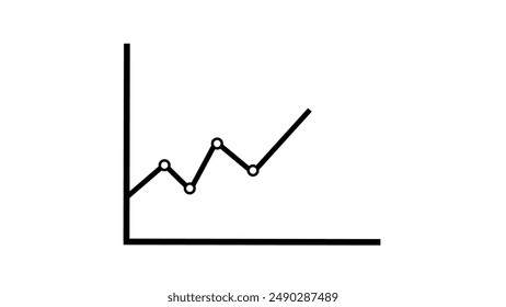 abstract beautiful simple line graph with data points black color 4k illustration on white color background.